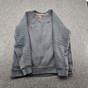 Nike Women Sweater L Black Sportswear Club Fleece Pullover Rally Quilted